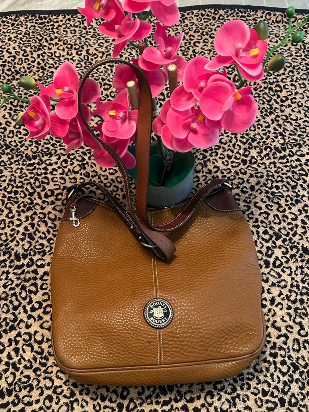 DOONEY and BOURKE Vintage Leather Crossbody Bag 12 X 12 with Bag Insert